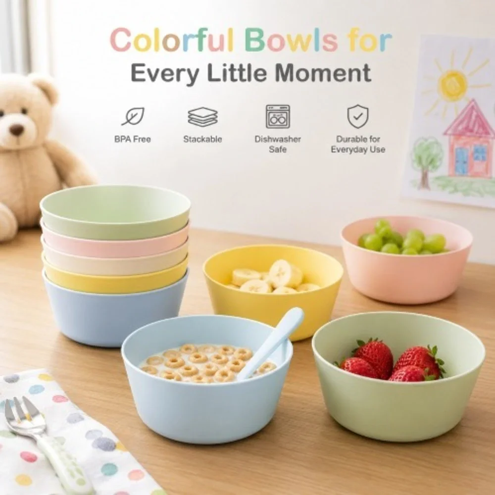 IKEA KALAS Kids Colorful Mixed Bowl Set 6 Pack Stackable New Sealed